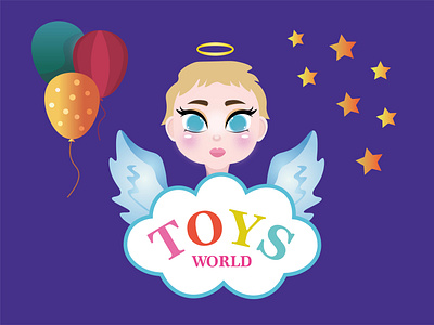 Toys World angel branding children design doll graphic design illustration kids logo toy vector world