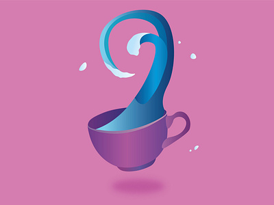 Wave cup blue cup cute design graphic design illustration marine mug nice pink sea vector wave