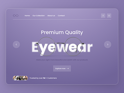 Premium Eyewear Landing Page 3d branding design ecommerece eyewear graphic design illustration logo spectacles typography ui ux vector