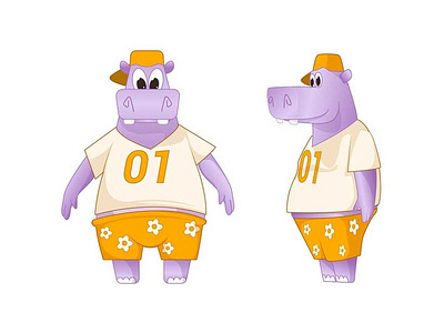 Cute Hippo Game Character character character design character illustration character sketch cool character creative design design flat design game character game design game ui hippo hippopotamus illustration sketch