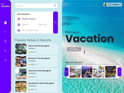 Vacation plan homepage design bangkok beach booking creative flight graphics homepage hotel hotelbooking planning resorts taxi thailand train ui uiux ux vacation webdesign