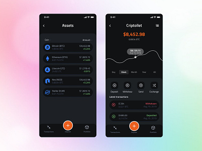 Crypto wallet app UI design android application appui bitcoincash bitcoins blockchain blockchaintechnology coinbase creative crypto crypto wallet cryptocurrency cryptonews design entrepreneur ethereum graphics ui uidesign userexperience