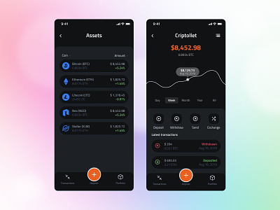 Crypto wallet app UI design