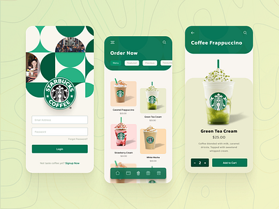 Starbucks App Redesign android app application applicationdesign applicationdevelopment appui coffee coffeeapp food graphic design ios loginscreen starbucks starbucksapp ui uikit uiuxdesign userexperience userinterface ux