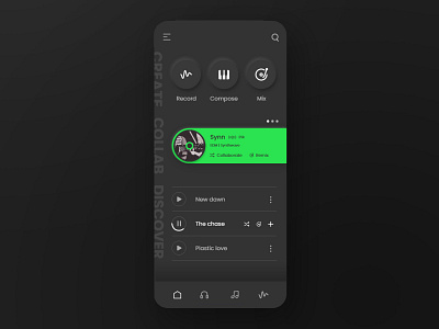 Music maker & collaboration app app dark mobile ui ux