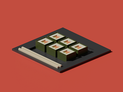 Sushi 3D Illustration 3d 3d illustration blender food illustration sushi