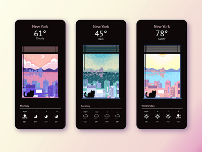 Pixel Weather App app design graphic design illustration mobile pixel ui ux weather