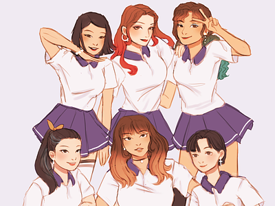 A once dreamed girl group anime art digital drawing illustration kpop
