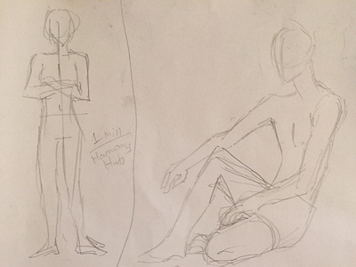 Timed live figure drawing - 1 minute (left) 2 minutes (right) anatomy art drawing figure live sketch traditional