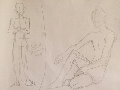 Timed live figure drawing - 1 minute (left) 2 minutes (right)