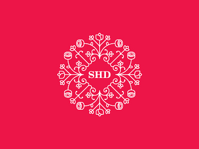 SHD Logo Development brand design flower graphic design illustration line logo red rose type vector