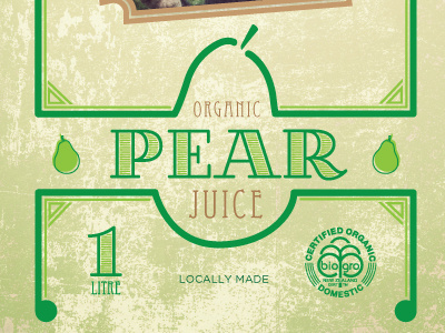 Pear Rebound eccentric fruit gotham juice label new zealand organic pear typography villa didot vintage