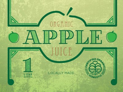 Apple apple eccentric fruit gotham juice label new zealand organic typography villa didot vintage