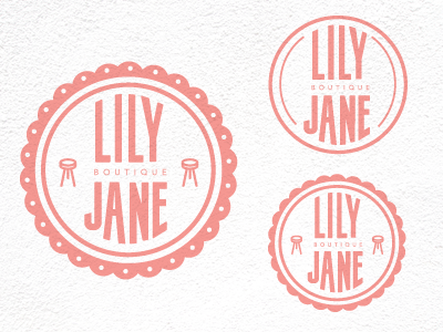 Lily Jane boutique branding circle graphic design interior design lily jane logo stool