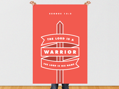 Warrior Poster futura graphic design poster red sword type warrior white