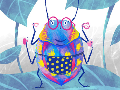 Tea Beetle animal illustration beetle character design childrens illustration cute digital illustration illustration kidlitart procreate