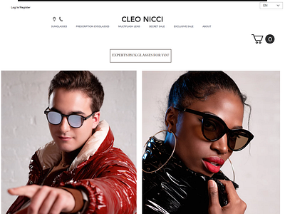 Clear-Computer-Glasses-Cleo-Nicci Wix landign page design