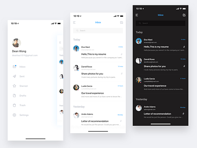 Inbox app design email inbox ios ui ux