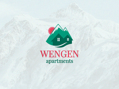 Wengen Apartments Logo apartments brand house logo mountain rental snow vacation