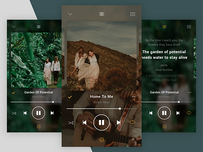 wolf & moon album band feature guitar music read singing song text ui ux