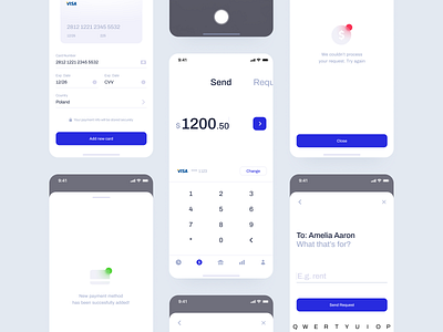 FinTech App: Sending / Requesting Money android app banking branding cash design finance fintech graphic design illustration interaction ios logo mobile money typography ui