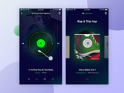 Spotify redesign app icon illustration ios lacrae music player playlist rap spotify ui