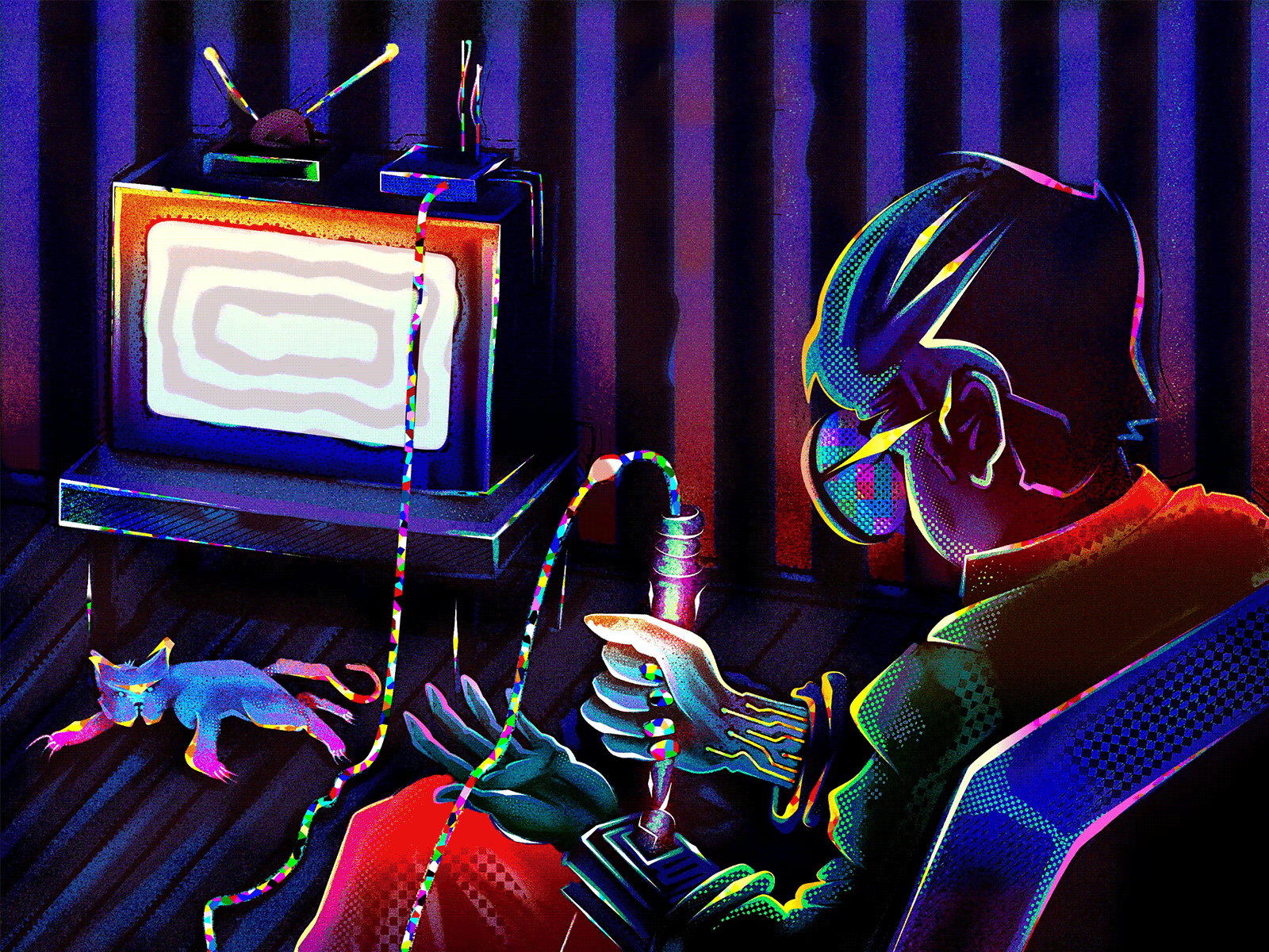 Web3 Addict animation cat colorful daliesque dark gif glitch illustration lsd room trippy vivid web3