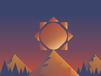 Colorado badge crest illustration mountain sun
