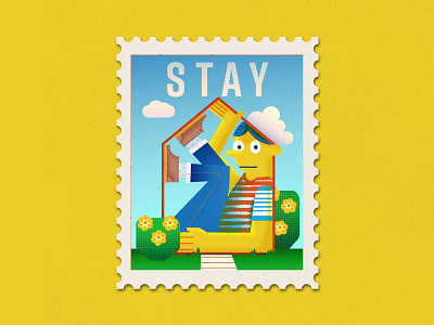 Quarantivities Stamps: Stay house illustration quarantine stamp stayhome