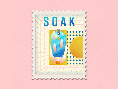 Quarantivities Stamps: Soak bathroom illustration quarantine soak stamp tub