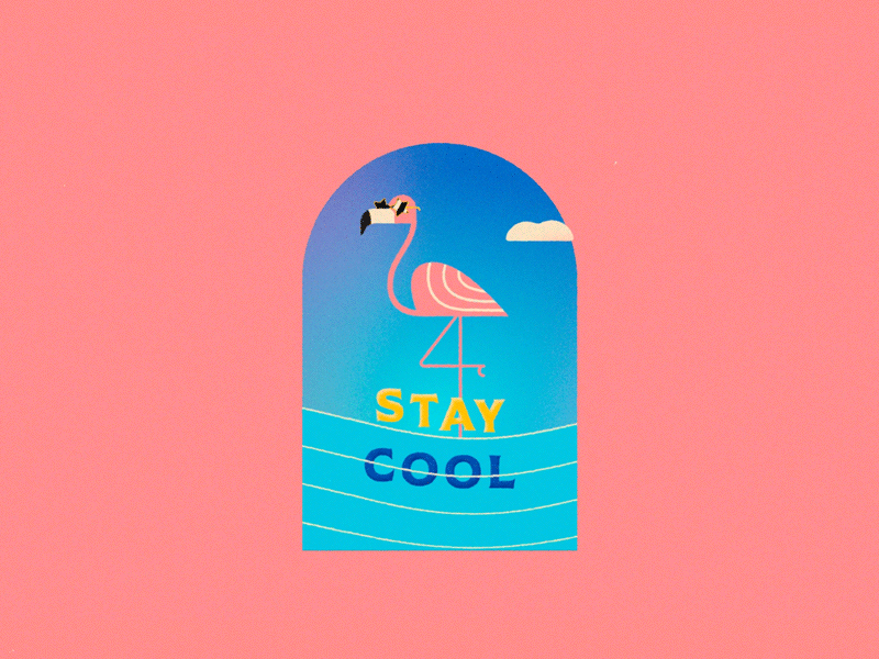 Stay Cool animation badge flamingo gif motion graphics summer text animation