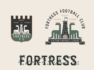 Fortress FC Fiction Football League #2 badge branding castle crest dinosaur football illustration logo soccer sports