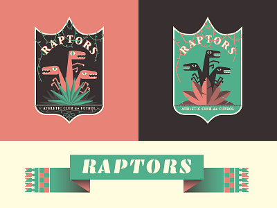 Raptors A.C. Fiction Football badge branding crest dinosaur football illustration logo soccer sports