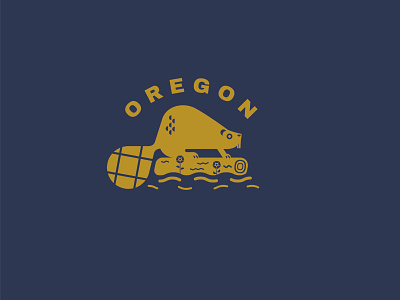 Oregon Flag badge beaver crest flag flower illustration oregon portland