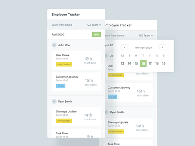 Employee Tracker | WFH | Mobile Design employee tracker mobile app design progress project management task to do ui ux design user experience user interface design work from home