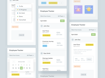 Employee Tracker | WFH | Mobile Design 2d adobe xd employee tracker mobile app design progress project management task to do ui ux design user experience user interface design work from home