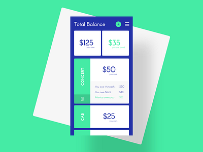 Split Bill Expanded adobe xd bill share bill split finance app group bill mobile app mobile app design ui ux design user experience user interface design