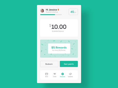 Rewards | Mobile adobe xd earn points mobile app redeem screen user experience design user interface design ux ui