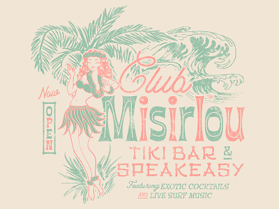 Club Misirlou branding dick dale illustration surf typography vector vintage