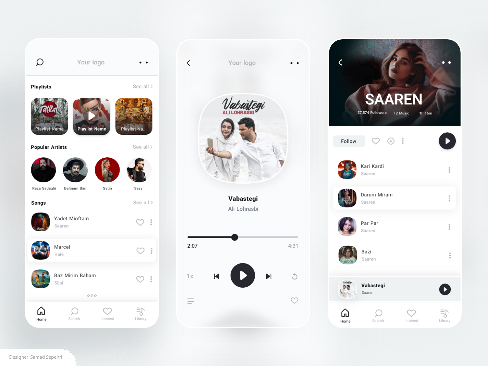 Music ui / ux design by Samad Sepehri on Dribbble