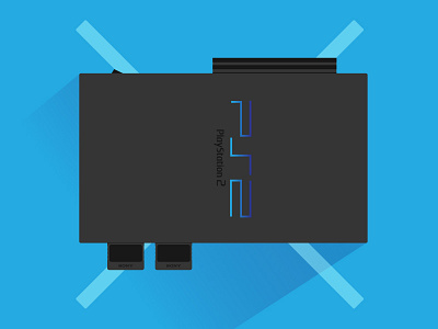 Playstation 2 console flat illustration playstation2 ps2