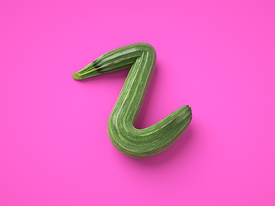 Z = Zucchini 36 days of type 3d cinema4d illustration render type typography c4d z zucchini