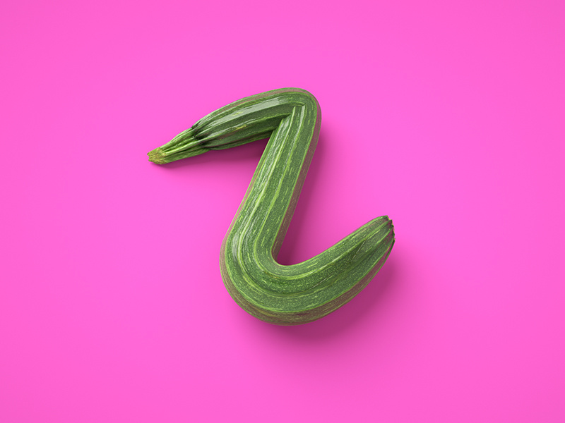 Z = Zucchini 3d typography c4d type illustration cinema4d zucchini z 36 days of type render