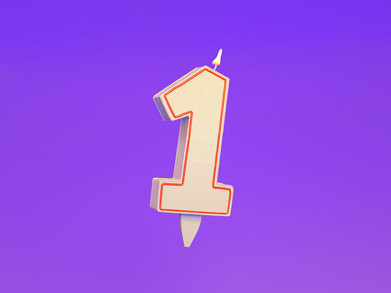 1 = Candle 3d typography c4d type illustration cinema4d candle 1 36 days of type render