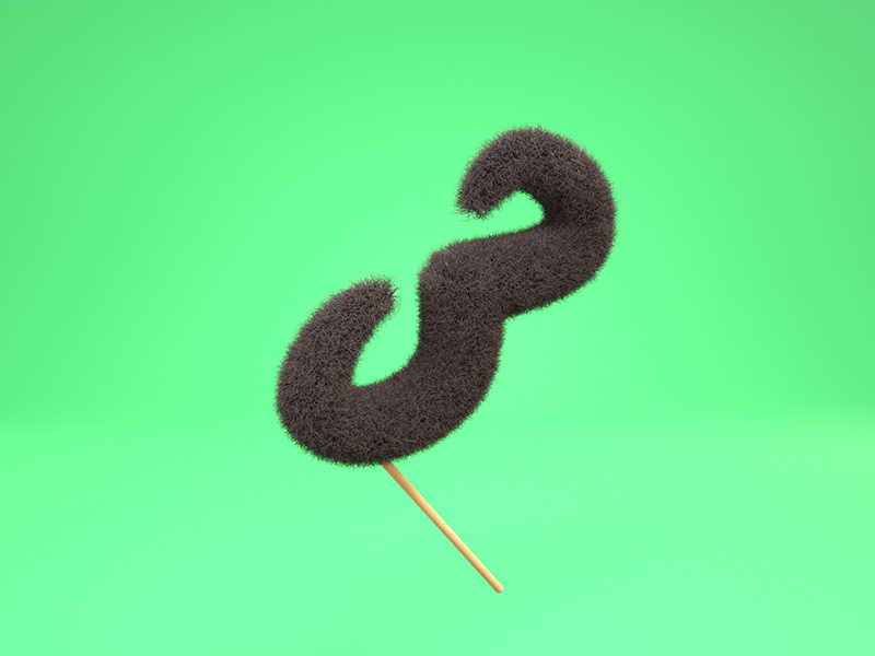 3 = Fake Mustache render 36 days of type 3 fake mustache cinema4d illustration type typography c4d 3d