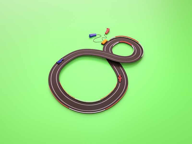 8 = Car Racing Tracks 3d typography c4d type illustration cinema4d tracks racing car toy 8 36 days of type render