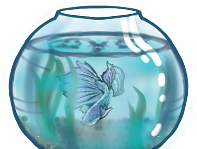 Aquarium with fish design graphic design icon illustration typography