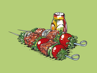 Illustrations for a series of seasonings barbecue illustrations seasonings