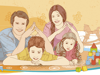 Family art digital girl illustration image