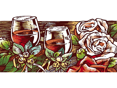 Roses decoration roses stemware wine